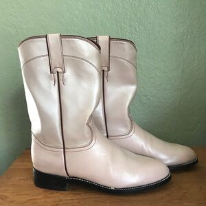 Vintage Justin Pink Leather Cowboy Boots
